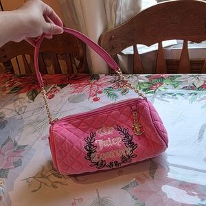 Juicy Couture Hot Pink Quilted Mini Shoulder Bag with Gold Accents
